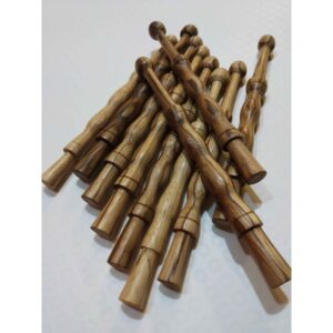Pack of 10 Bobbins - Zebrano Wood - Length 14 cm