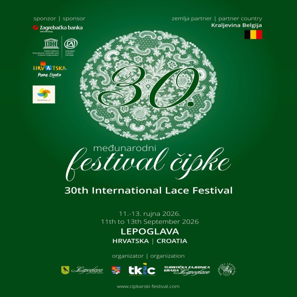 Cartel del 30th International Lace Festival de Lepoglava, Croacia, 11 al 13 de septiembre de 2026