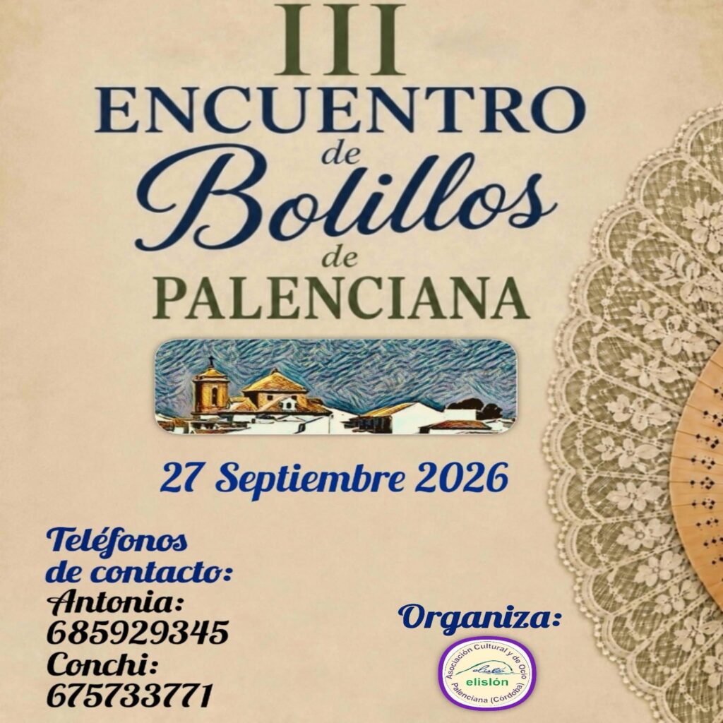 Cartel del III Encuentro de Bolillos de Palenciana, 27 de septiembre de 2026