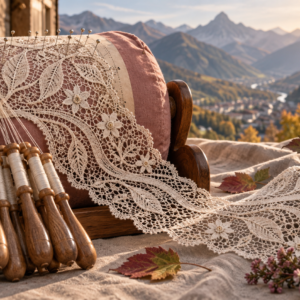 Encaje de bolillos inspirado en la naturaleza y las montañas de Andorra