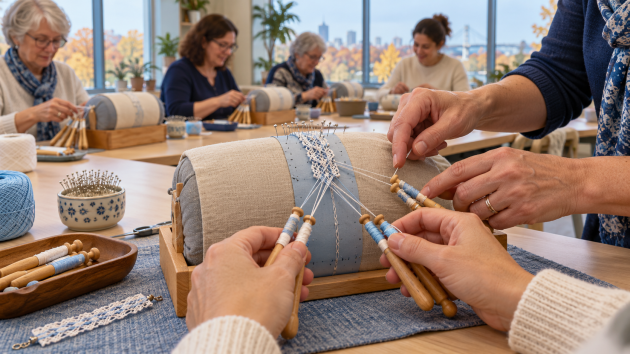 Taller de iniciación al encaje de bolillos en Brossard, Quebec