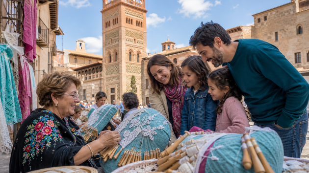 Encuentro de bolillos junto a la arquitectura mudéjar de Teruel